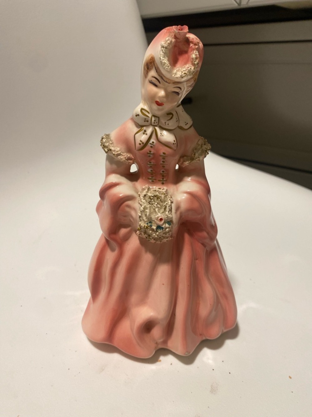 Pink Porcelain Victorian Lady Figurine